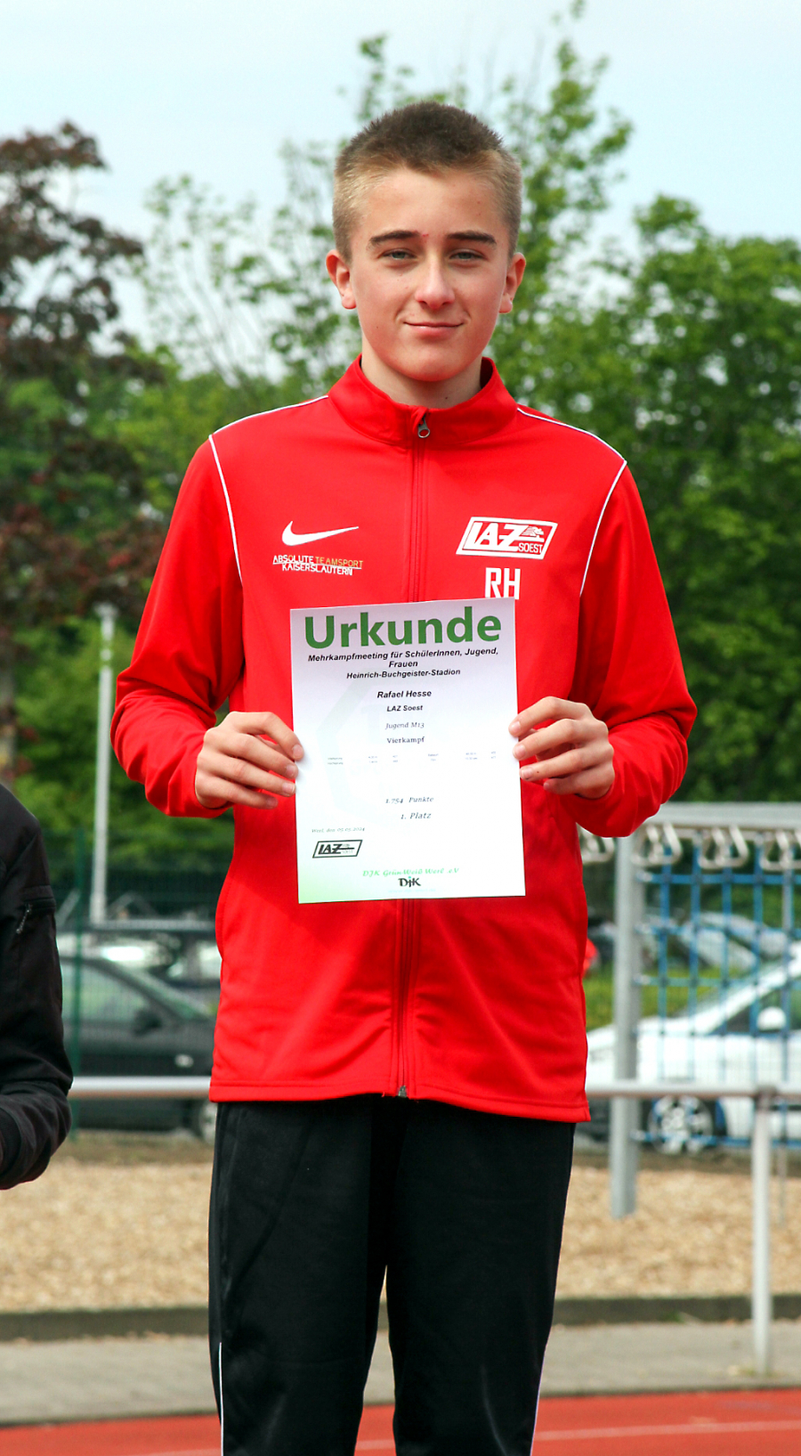 Rafael Hesse (M13) vom LAZ Soest ist aktuell landesweit die Nummer eins &uuml;ber 75 Meter und im Vierkampf. Foto: Reinhard