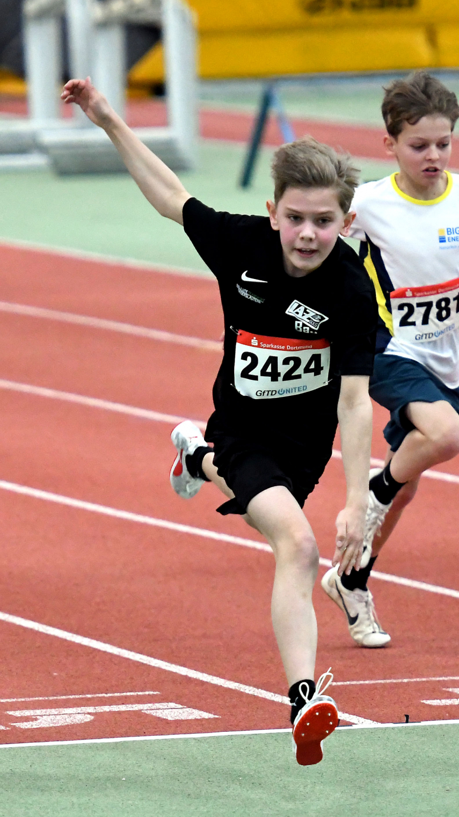 Pers&ouml;nliche Bestzeit: Bastian Sievert (M12) vom LAZ Soest legt die 60 Meter in Dortmund in 9,12 Sekunden zur&uuml;ck. Foto: Bottin